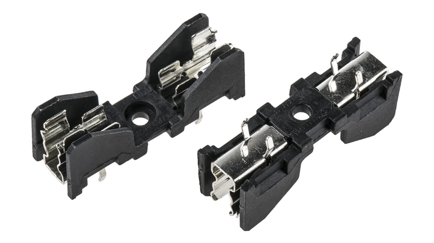 Schurter PCB安装保险丝座, 5 x 20 mm, 6.3 x 32 mm尺寸, 10A, 500V 交流, PCB 安装