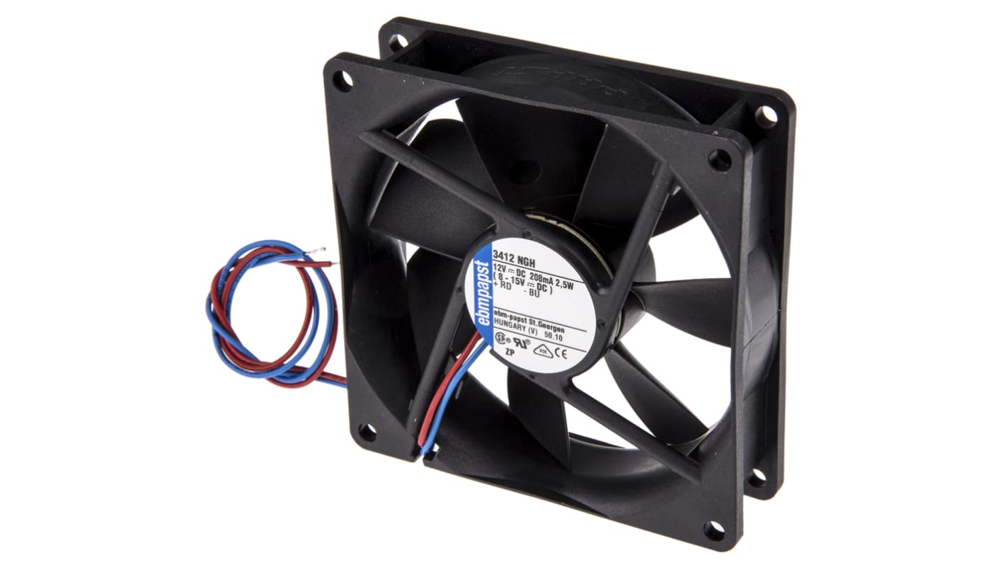 Ventilateur axial 3400 N ebm-papst 12 V dc, 94m³/h, 92 x 92 x 25mm, 2.5W