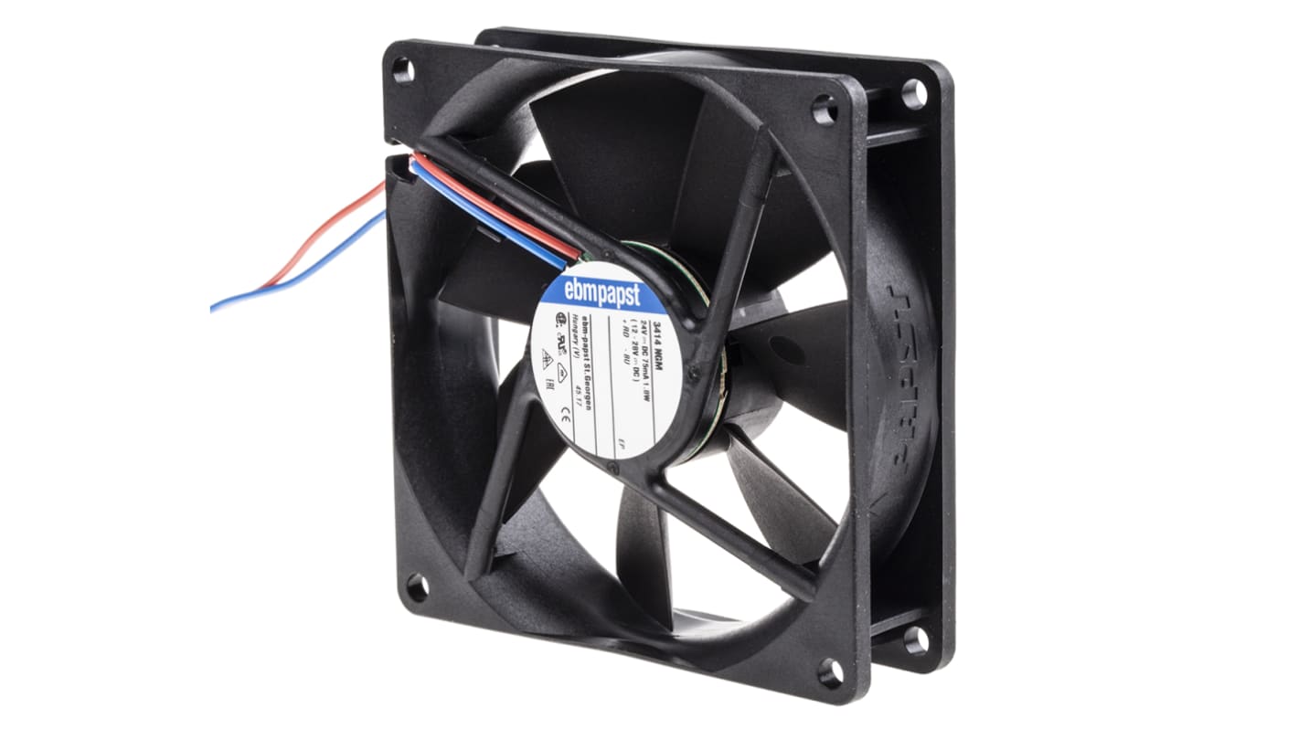 Ventilateur axial 3400 N ebm-papst 24 V dc, 72m³/h, 92 x 92 x 25mm, 1.8W