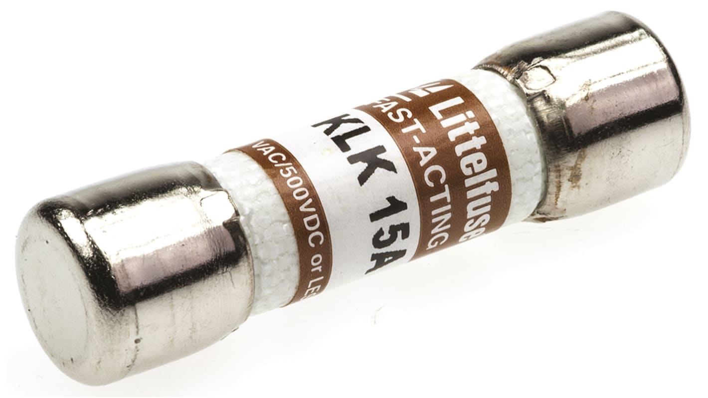 Littelfuse 15A Finsikring, Reaktionshastighed: F, 500 V dc, 600 V ac, 10 x 38mm