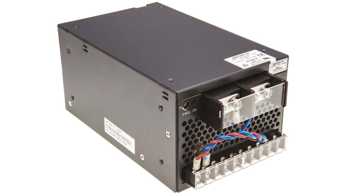 TDK-Lambda Embedded Switch Mode Power Supply SMPS, JWS300-15, 15V dc, 22A, 330W, 1 Output, 120 → 330 V dc, 85