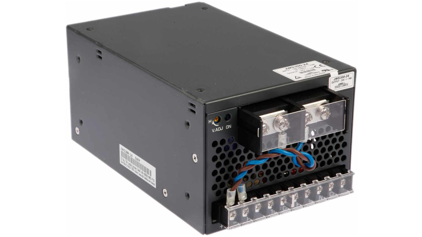 TDK-Lambda Embedded Switch Mode Power Supply SMPS, JWS300-24, 24V dc, 14A, 336W, 1 Output, 120 → 330 V dc, 85