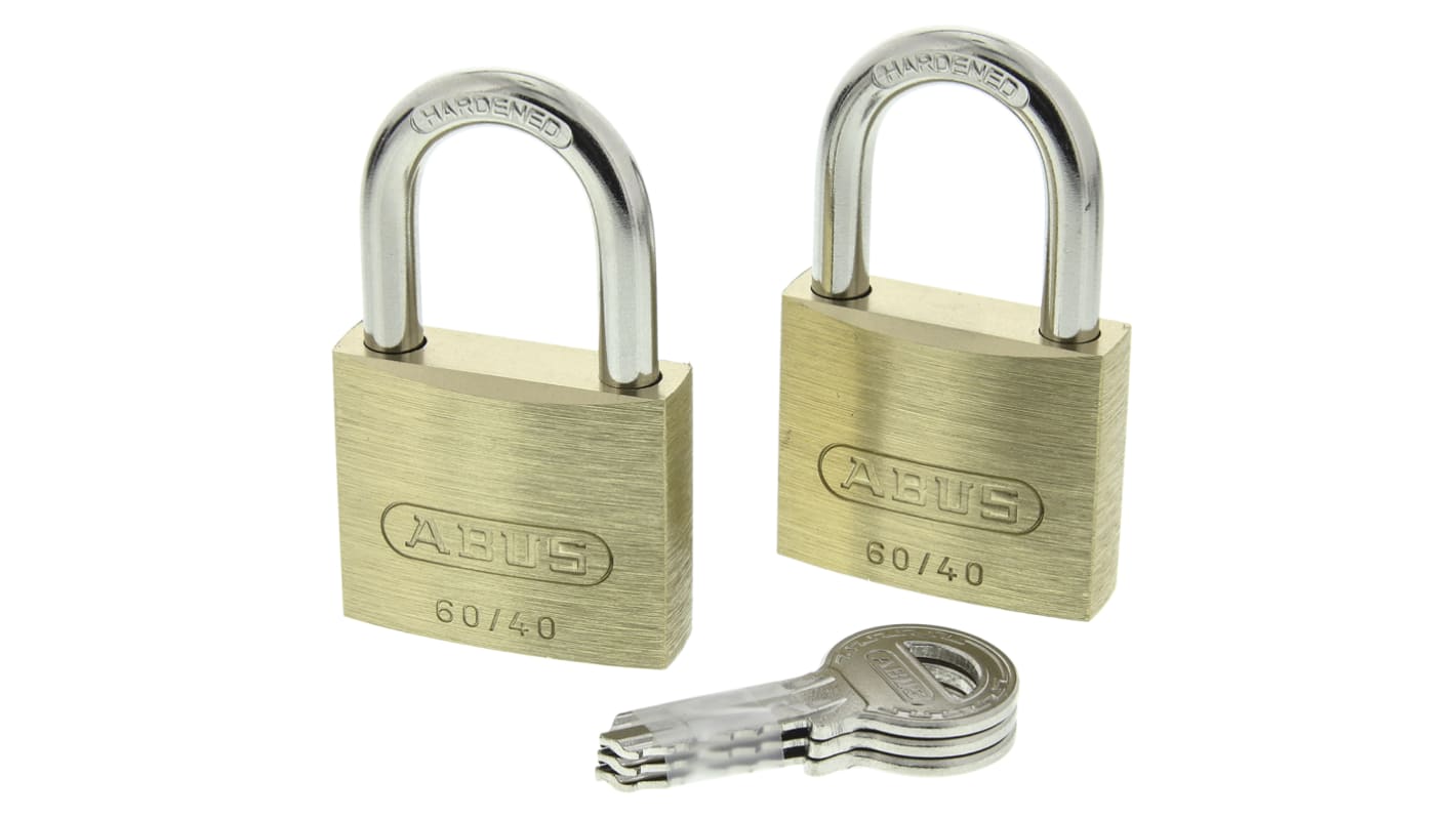 ABUS Key Weatherproof Brass, Steel Padlock, 6.3mm Shackle, 40mm Body