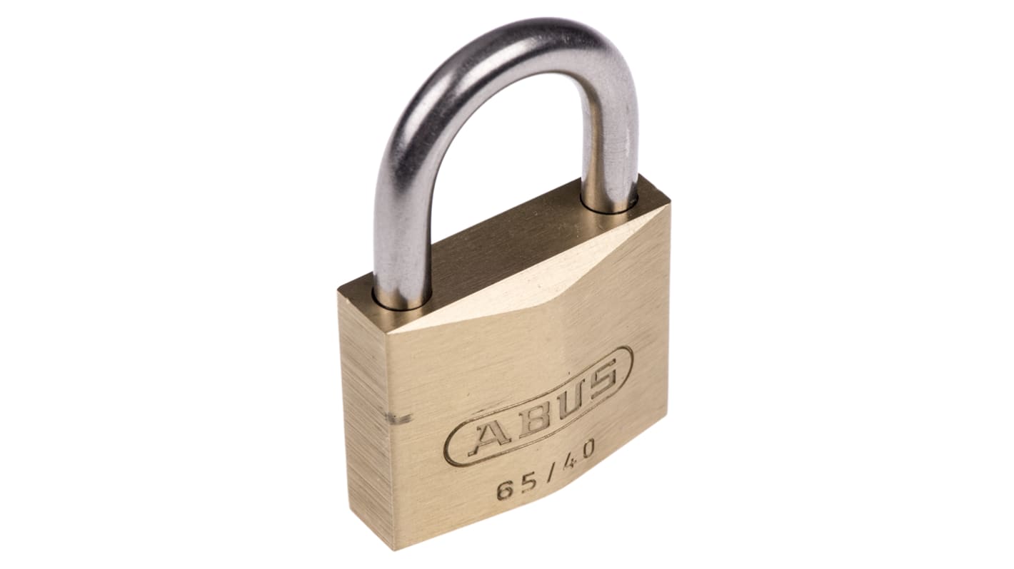 ABUS Key Weatherproof Brass Weatherproof Padlock, 6.5mm Shackle, 40mm Body