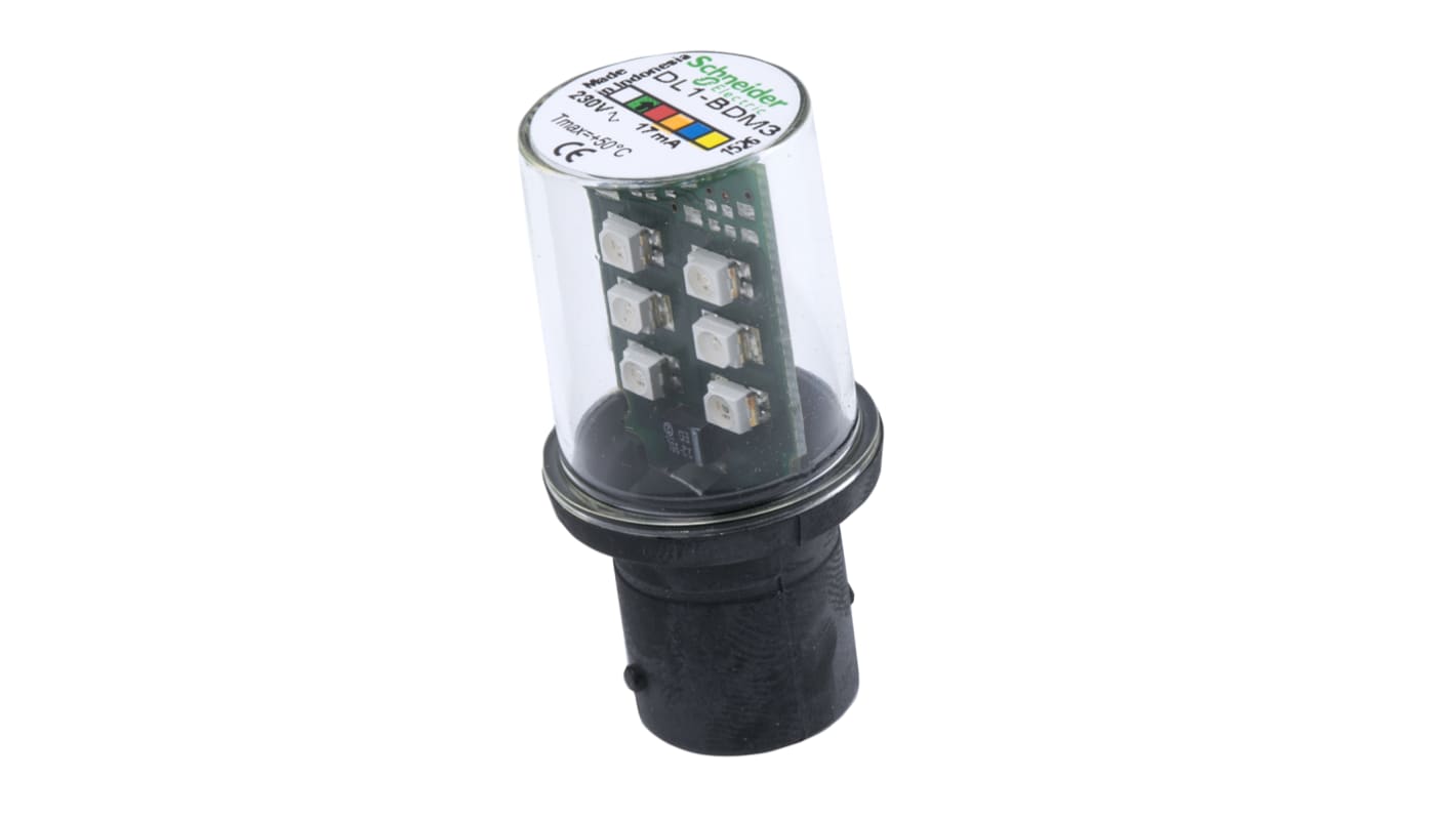 Schneider Electric 绿色LED灯, 230 V 交流, 30 mA, BA15d灯座