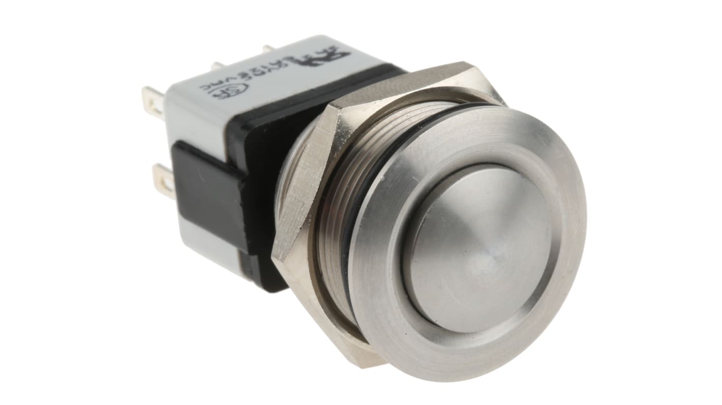 APEM Push Button Switch, Latching, Panel Mount, 22.2mm Cutout, DPDT, IP65