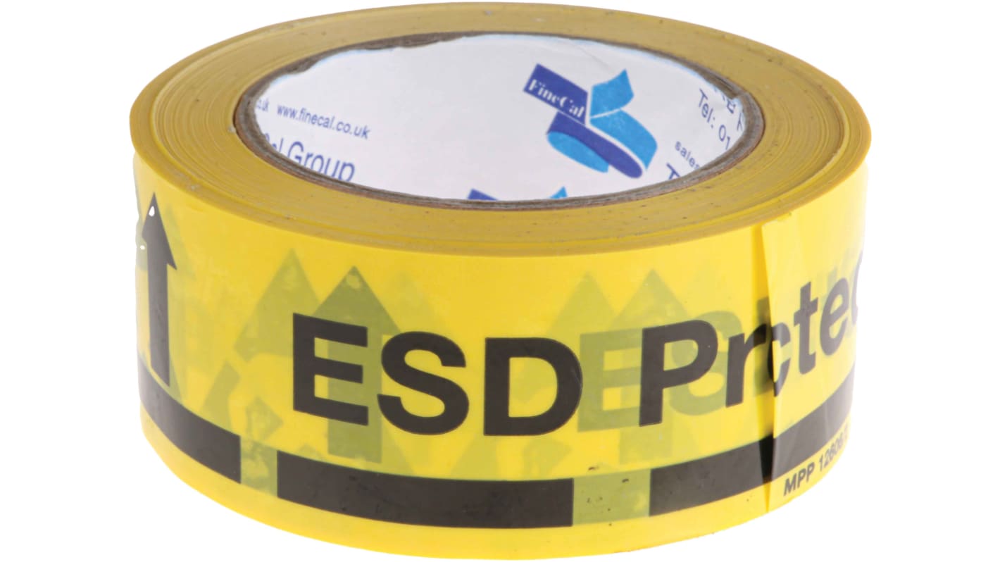 Cinta ESD RS PRO para Suelo de color Negro/amarillo, 48mm x 66m