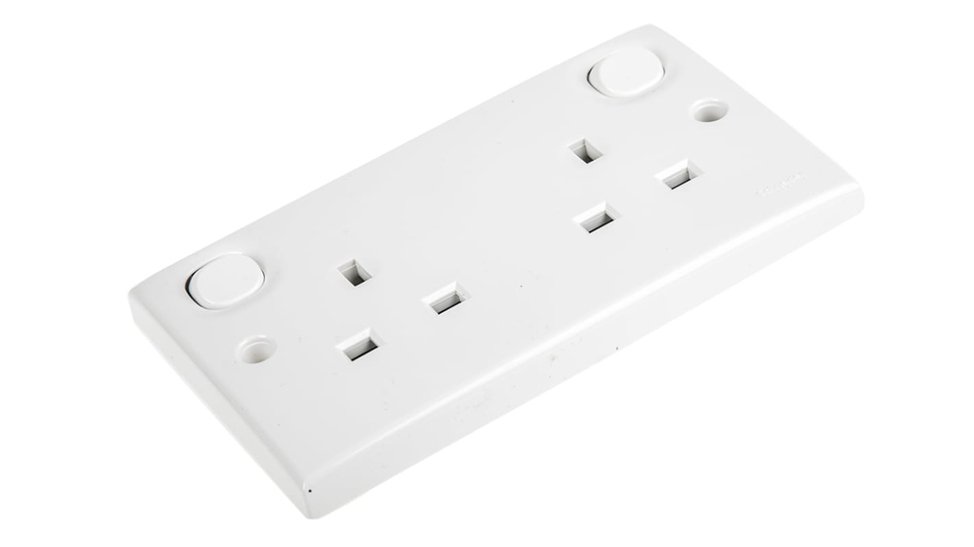 Toma eléctrica Schneider Electric, Blanco, 2 Módulos, Policarbonato, con interruptor Interior, 13A