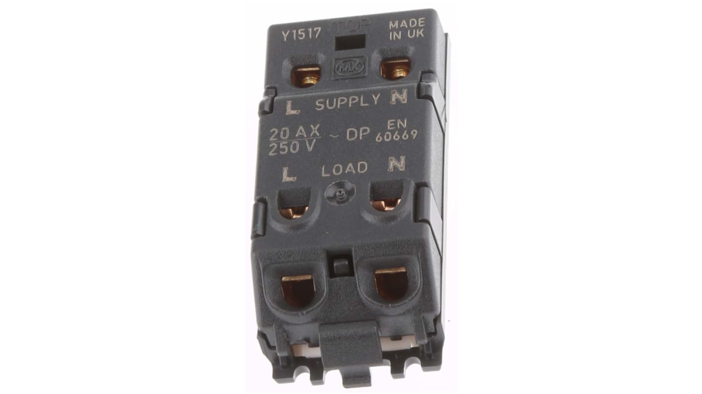 MK Electric 应急照明开关网格模块, 250V, 20A, 2极, 白色, Grid Plus系列