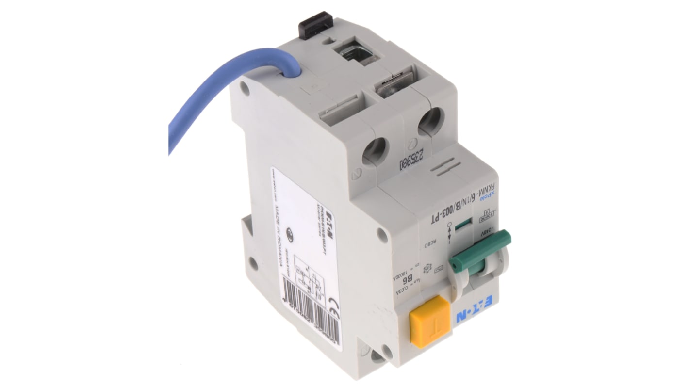 Eaton RCBO, 6A Current Rating, 1P+N Poles, Type B