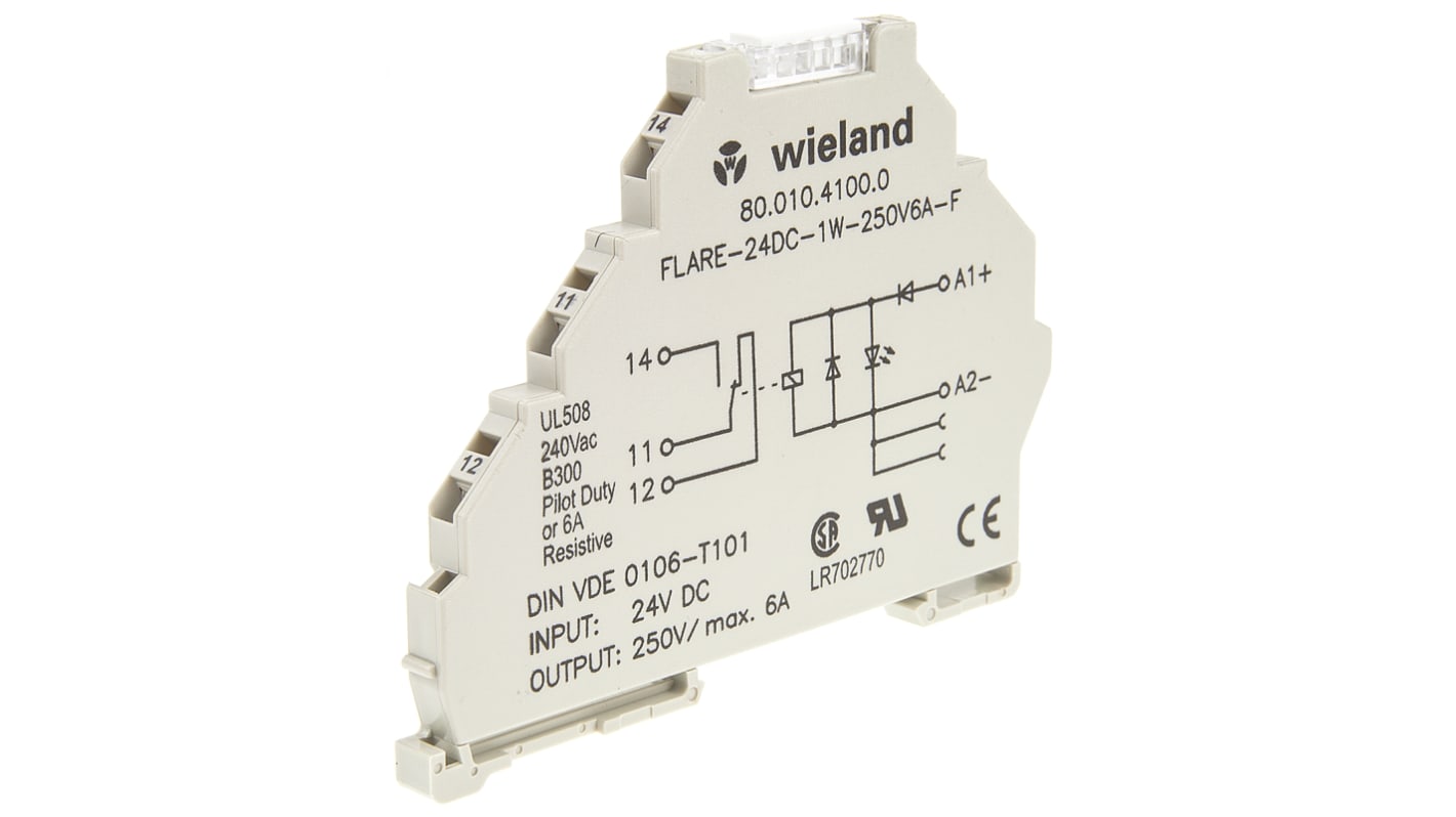 Wieland flare Series Interface Relay, DIN Rail Mount, 24V dc Coil, SPDT, 1-Pole