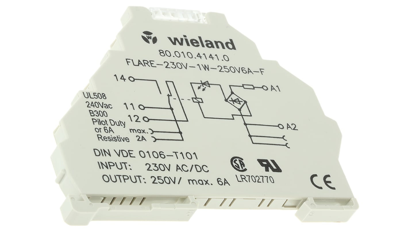 Wieland flare Series Interface Relay, DIN Rail Mount, 230V ac Coil, SPDT, 1-Pole