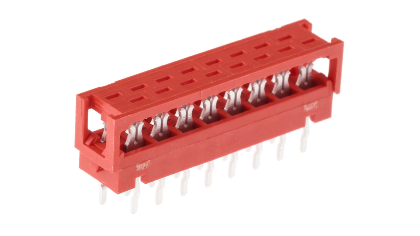 TE Connectivity IDC连接器, 公插, 16p, 2.54mm间距, 2排, 电缆安装, IDC端接, 直角, Micro-MaTch系列