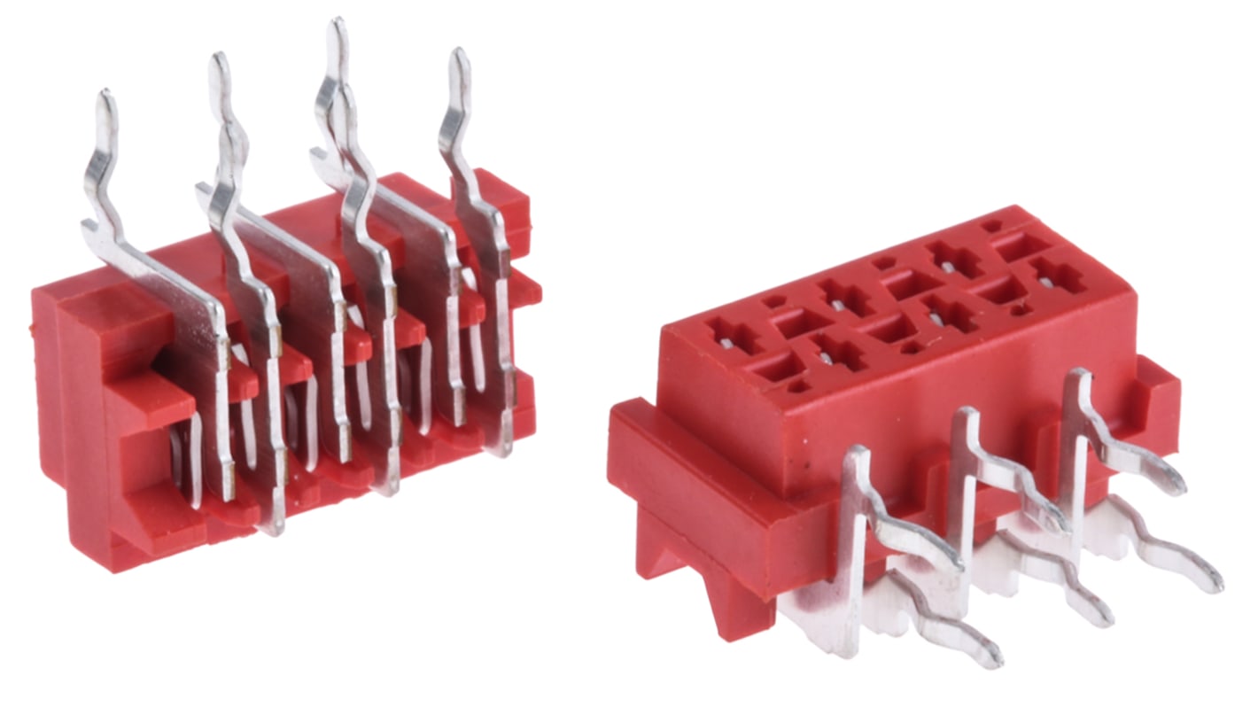 Gniazdo PCB 6 -pinowe 2 -rzędowe raster: 2.54mm Żeńskie na płytkę Kąt Proste Przewlekany