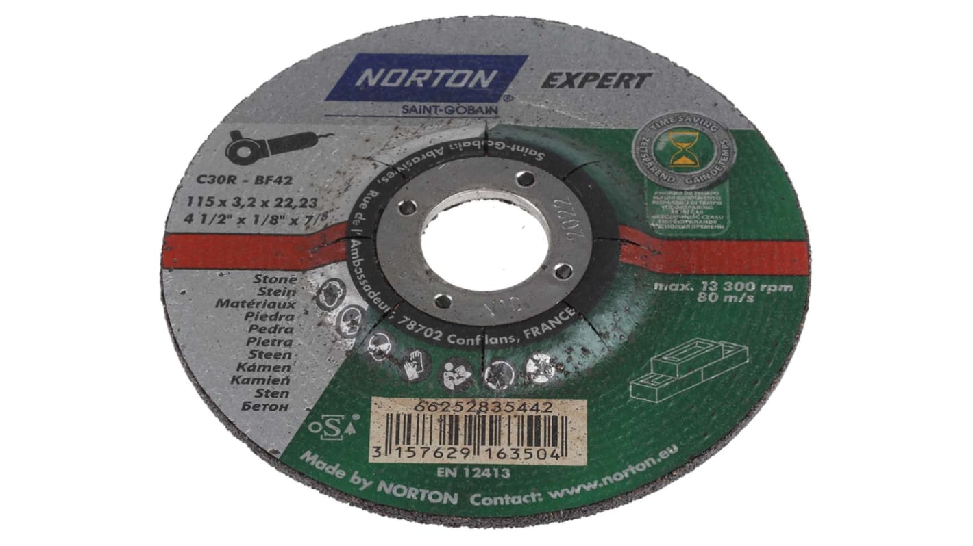 Norton Silicon Carbide Cutting Disc, 115mm x 3.2mm Thick, P30 Grit