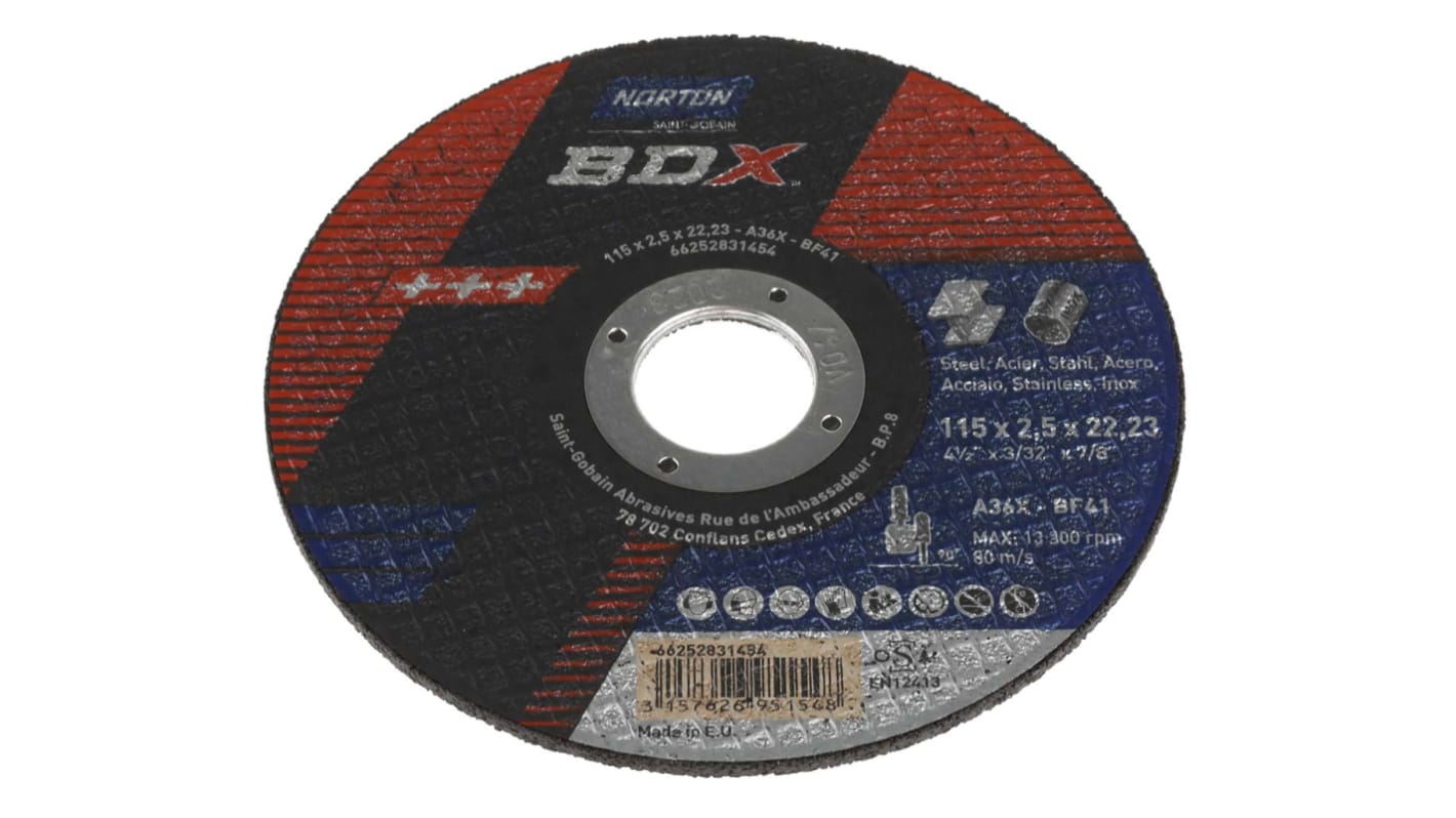 Disco abrasivo in Ossido di alluminio Cutting Disc Norton, Ø 115mm, grana P36