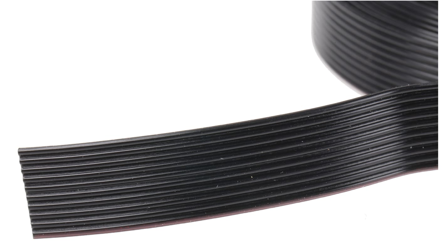 3M 1.27mm间距10路扁平黑色排线, 28 AWG, 3319系列, 5m长