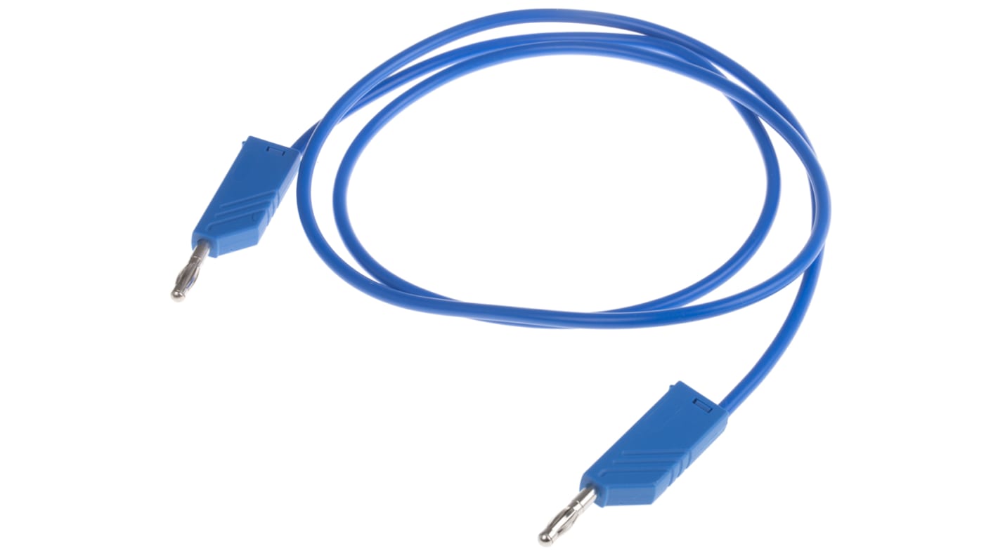 Hirschmann Messleitung 4mm Stecker / Stecker, Blau PVC-isoliert 1m, 60V dc / 32A