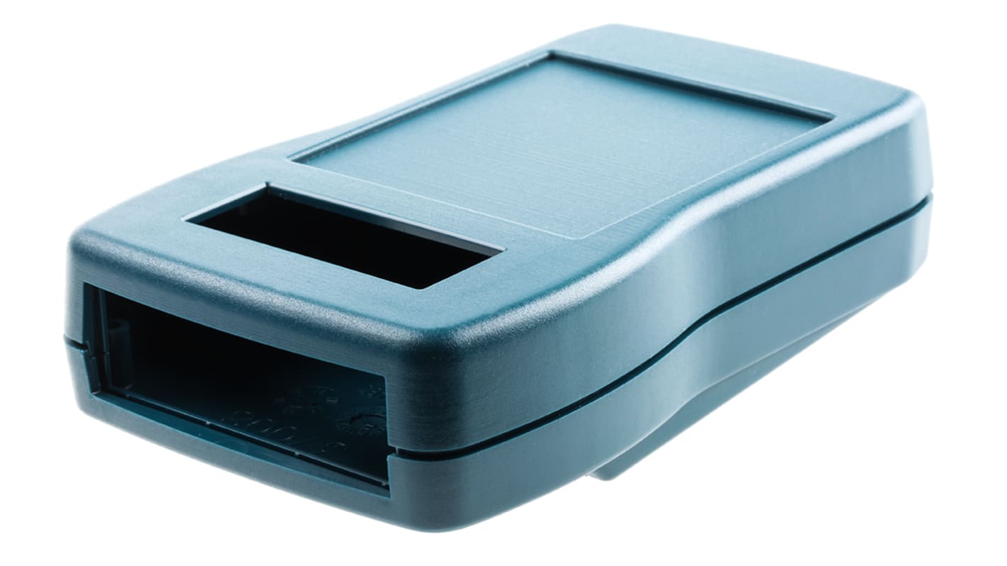 Rose Taguan Series Blue ABS Handheld Enclosure, Integral Battery Compartment, Display Window, IP40, 125 x 80 x 28.5mm