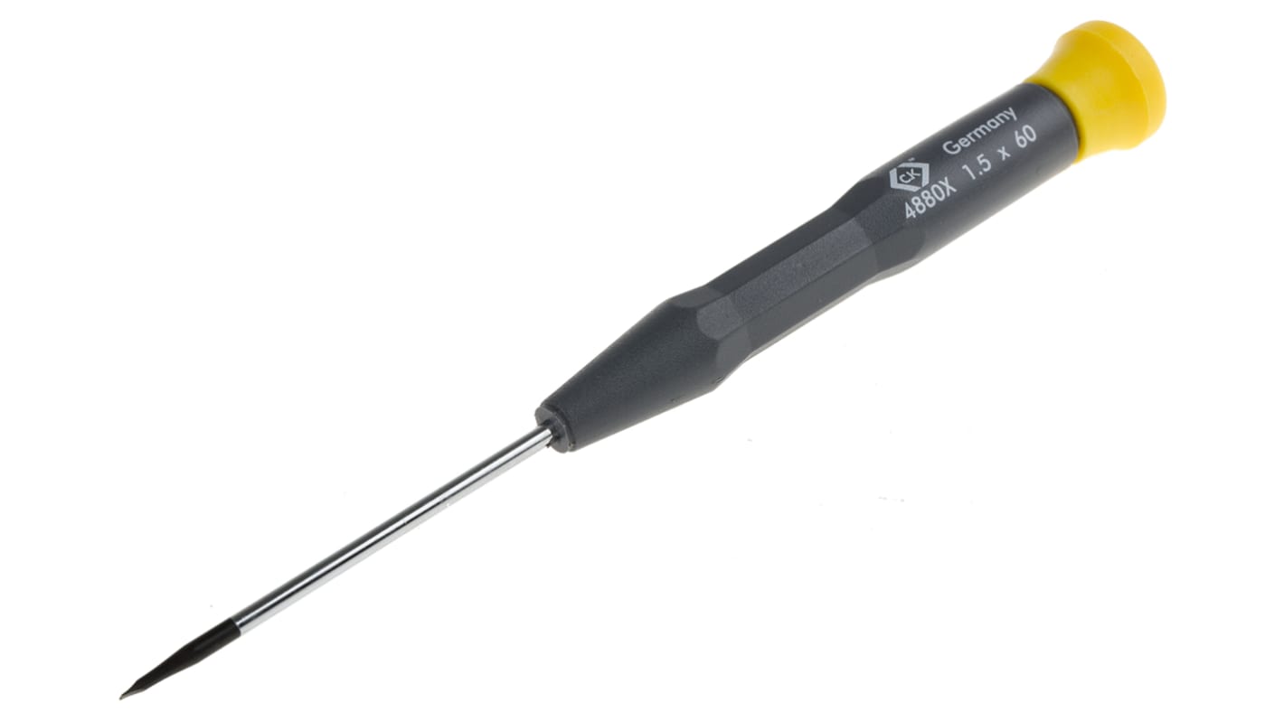 CK Slotted Precision Screwdriver, 1,5 mm Tip, 60 mm Blade, 157 mm Overall