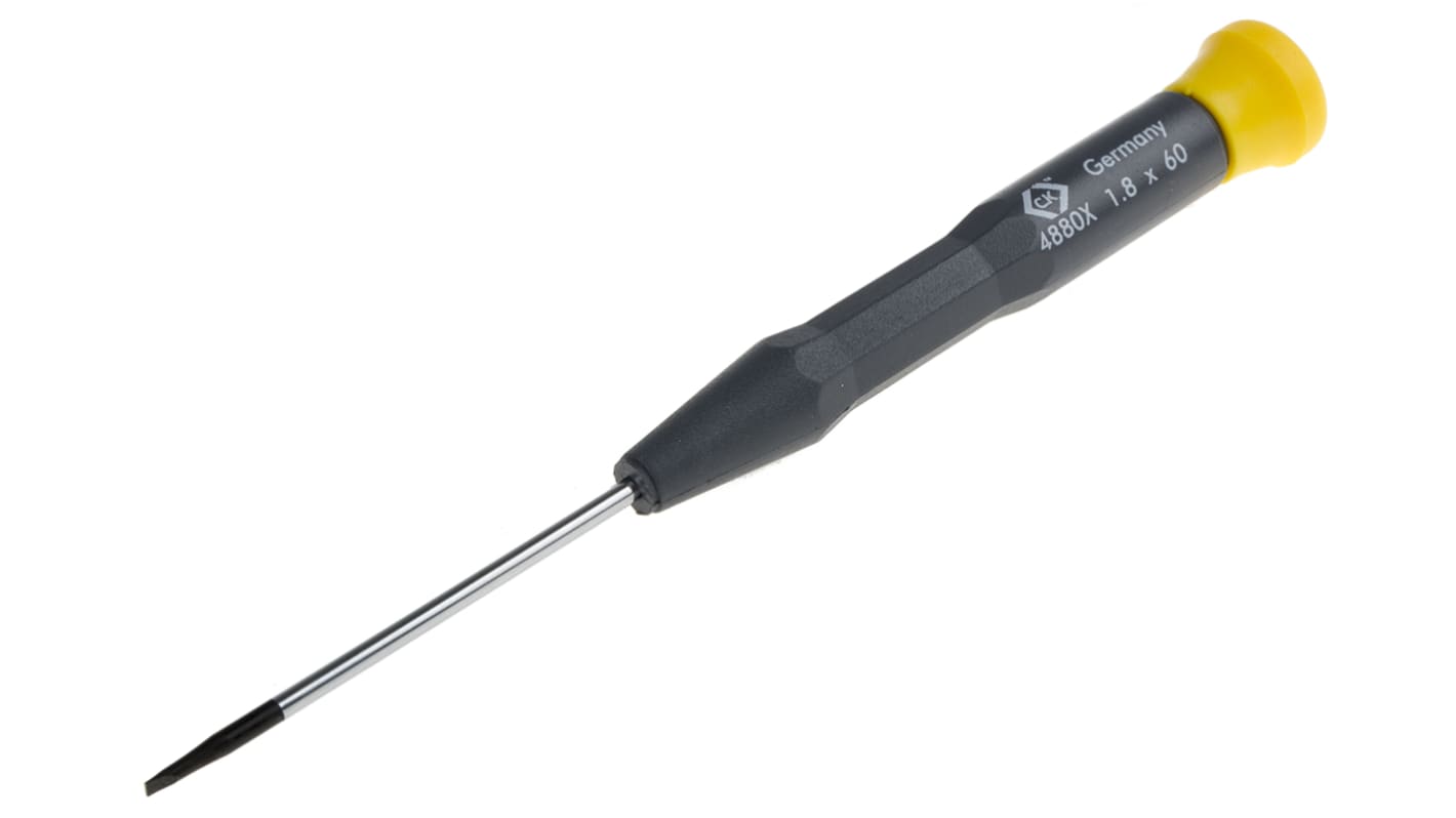 CK Slotted Precision Screwdriver, 1,8 mm Tip, 60 mm Blade, 157 mm Overall