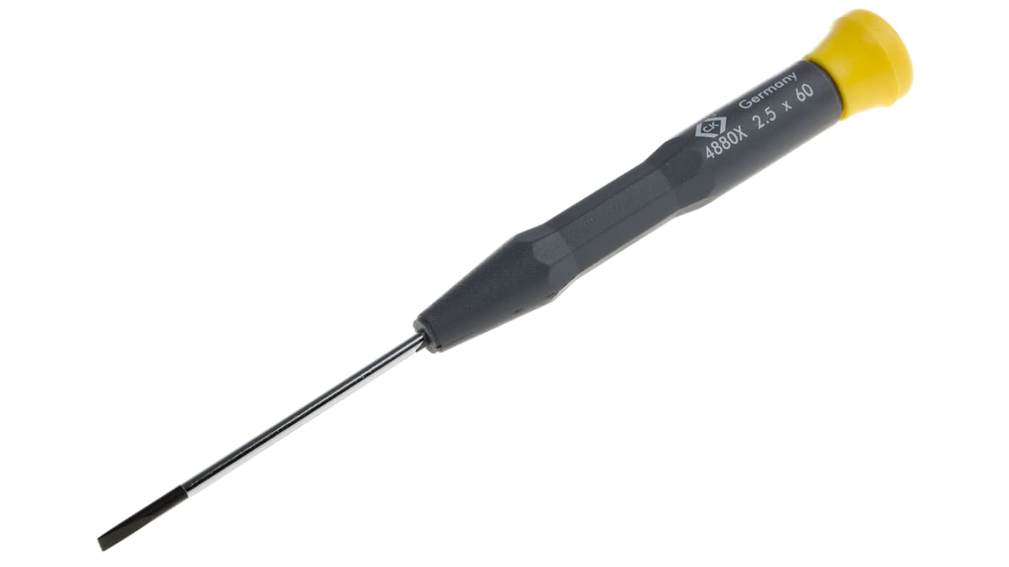 CK Flat Screwdriver, 2.5 mm Tip, 60 mm Blade, 157 mm Overall