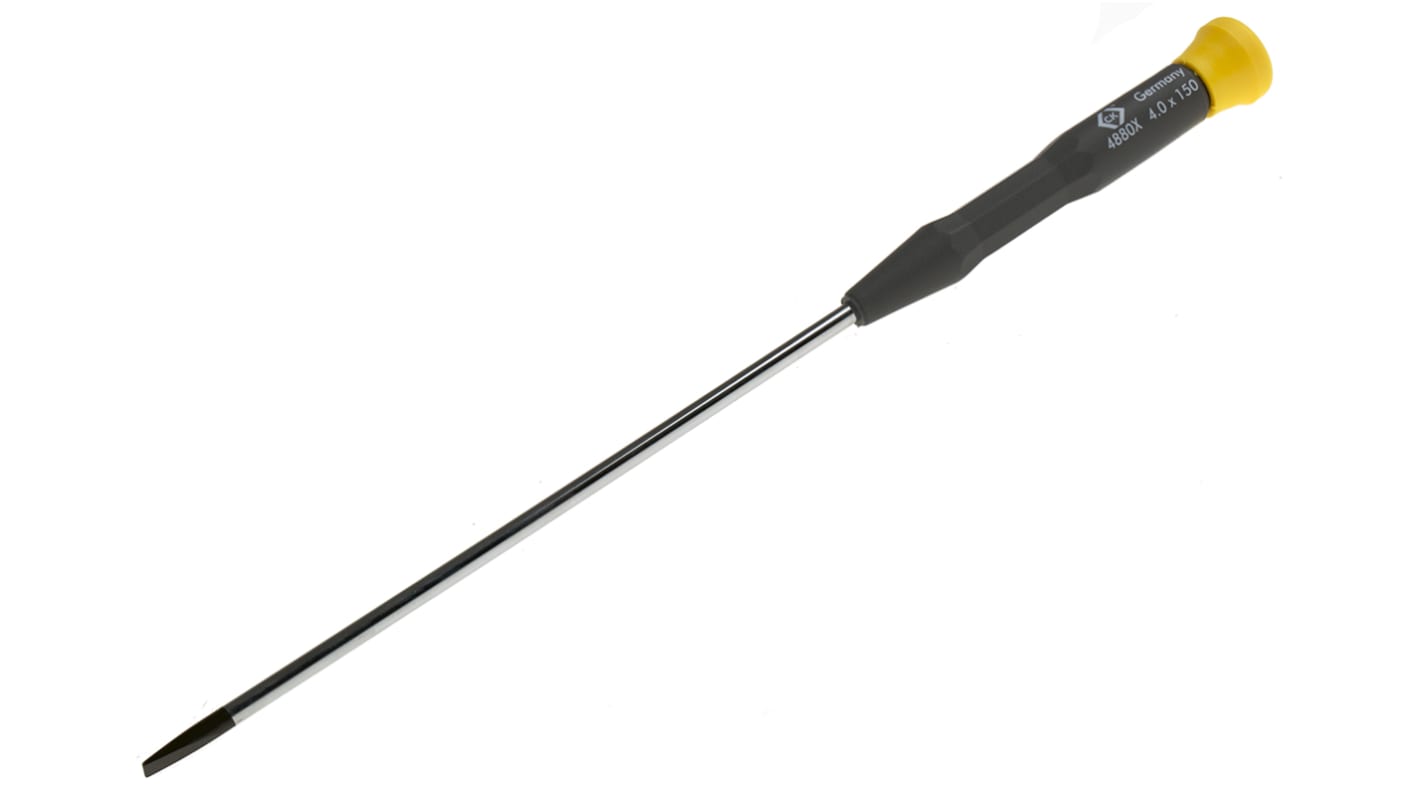 CK Slotted Precision Screwdriver, 4 mm Tip, 150 mm Blade, 247 mm Overall