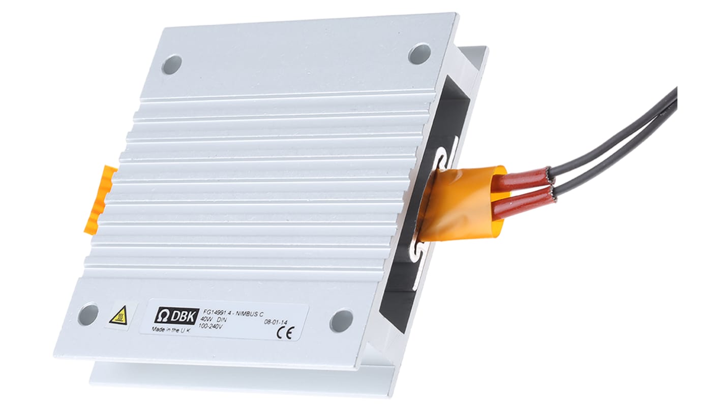 DBK Enclosures Enclosure Heater, 100 → 240V ac, 40W Output, 75mm x 80mm x 15mm