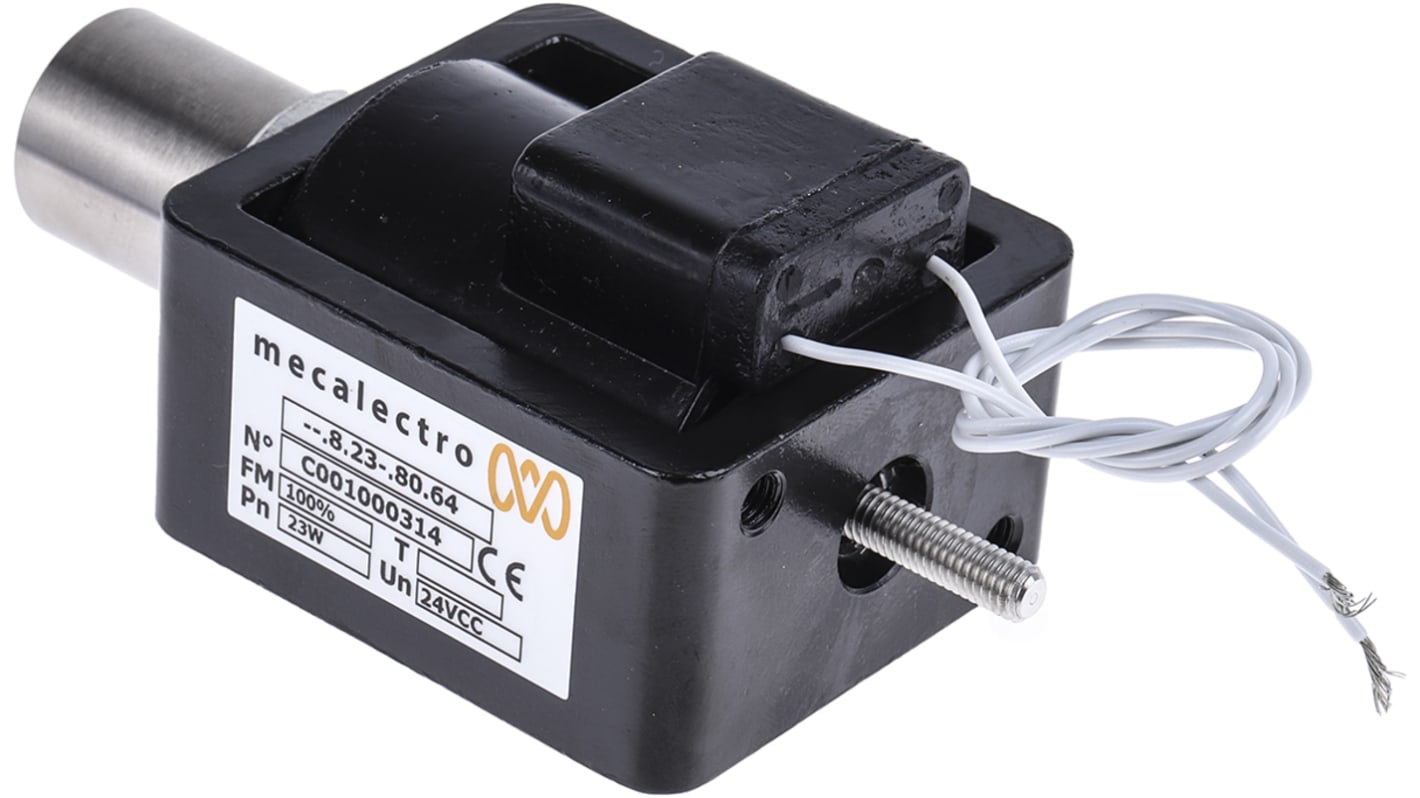 Solenoide lineare Push-Pull Mecalectro, 24 V c.c., corsa max. 15mm, tenuta 18 → 80N