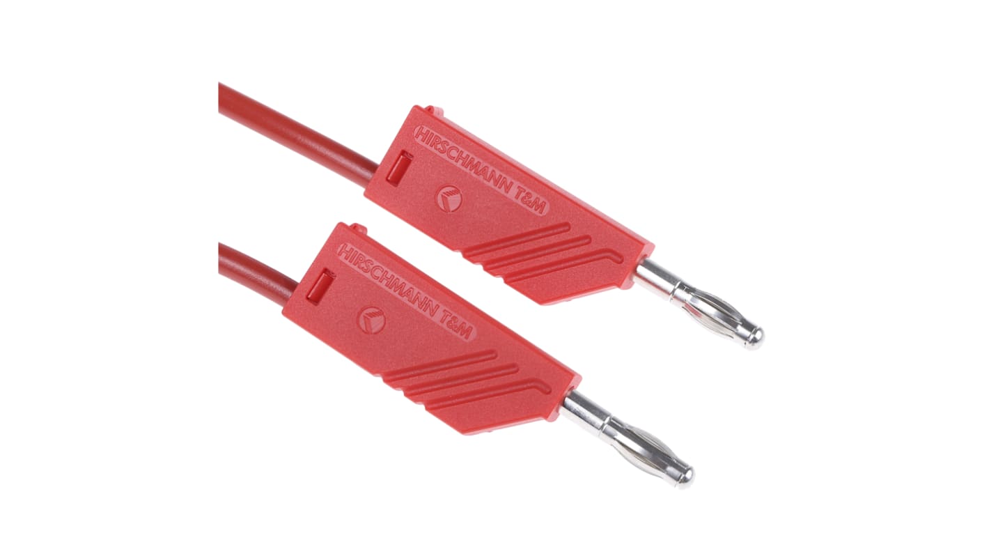 Cordon de test 4mm Hirschmann, Rouge, 32A, 60V c.c., long. 2m