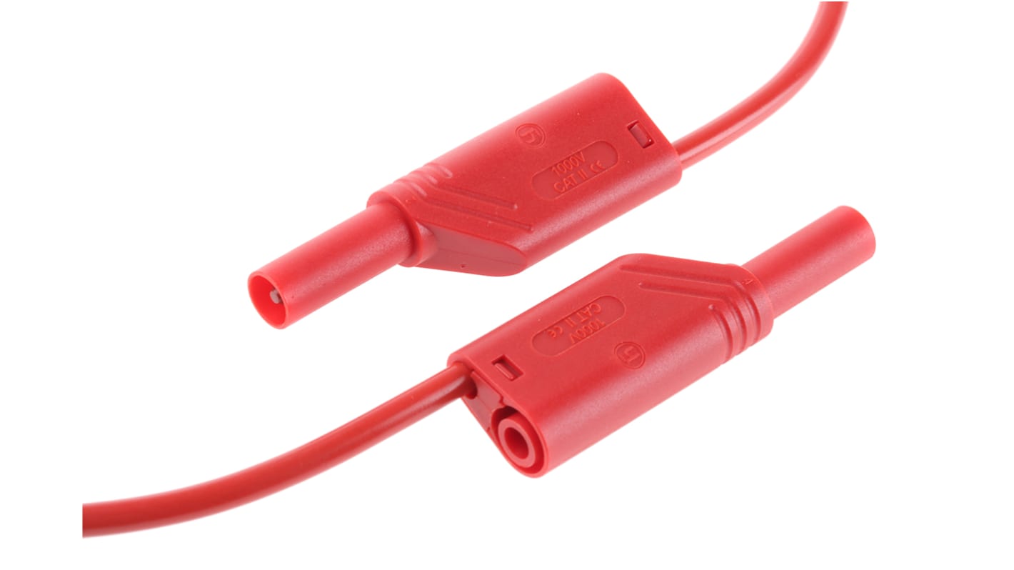 Hirschmann Test & Measurement Test lead, 32A, 1000V ac/dc, Red, 500mm Lead Length