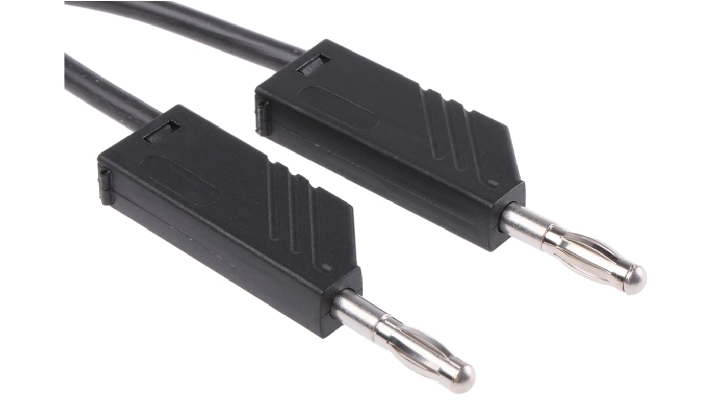 Hirschmann Messleitung 4mm Stecker / Stecker, Schwarz Silikon-isoliert 1m, 60V dc / 16A