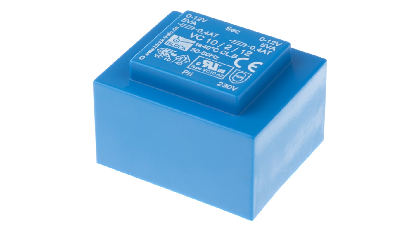 Block 12V ac 2 Output Through Hole PCB Transformer, 10VA