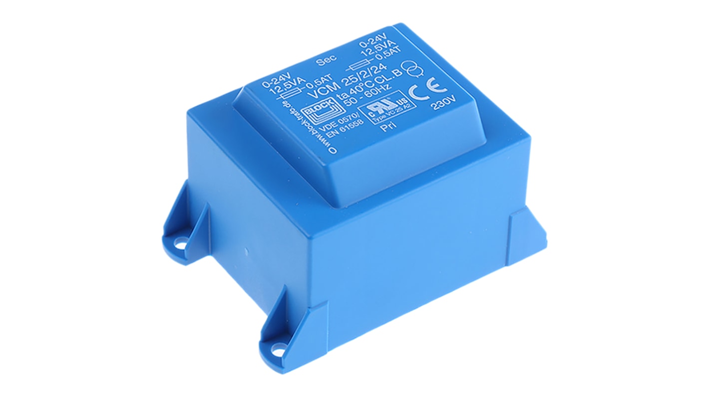 Block 24V ac 2 Output Through Hole PCB Transformer, 25VA