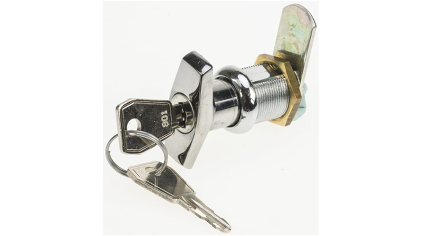 Euro-Locks a Lowe & Fletcher group Company 机柜锁, T形把手, 把手长40mm, 镀铬表面, 银色