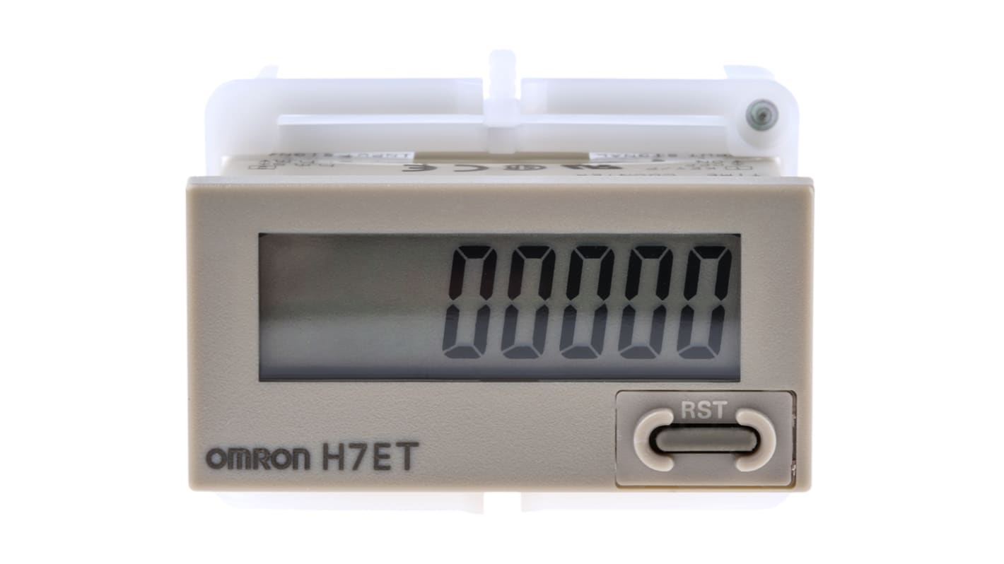 Omron H7E Zähler LCD 7-stellig, Zähler, 24 → 240 V ac/dc, 0 → 999 h 59 min 59 s, 0 → 9999 h