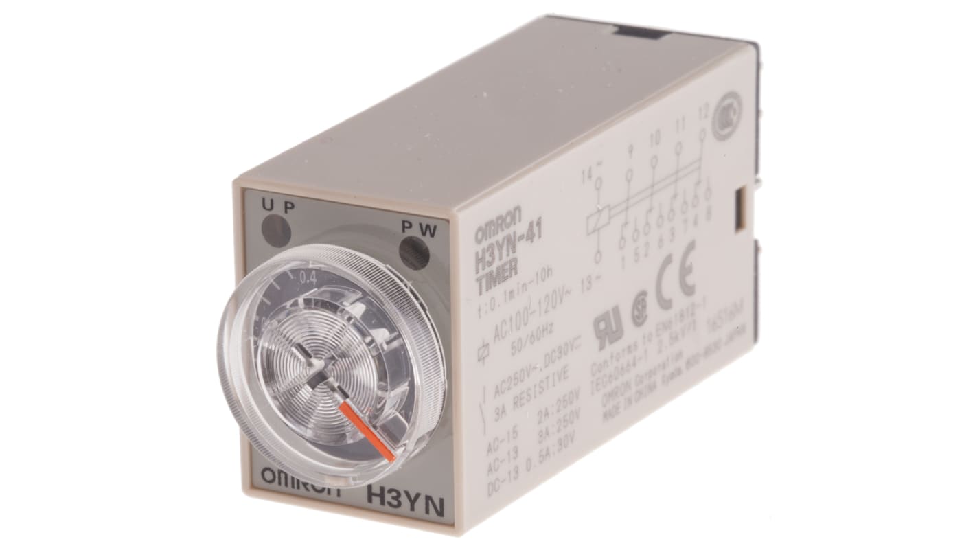 Omron 100 → 120V ac Timer Relay, Multi-funktions timerfunktioner DIN-skinne/panelmontering
