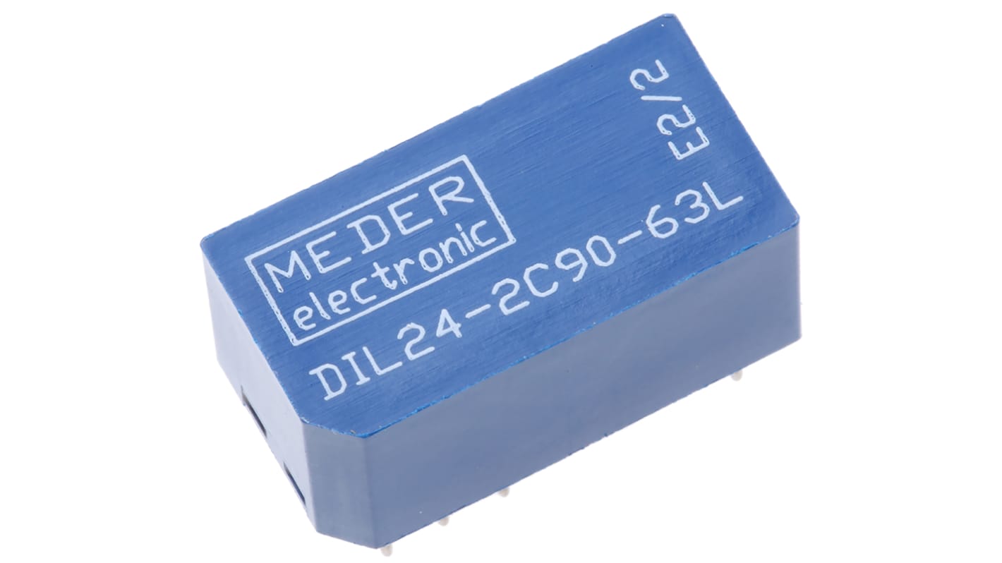 Meder PCB Mount Reed Relay, 24V dc Coil, DPDT, 175V dc Max, 0.5 A Max, 2000Ω