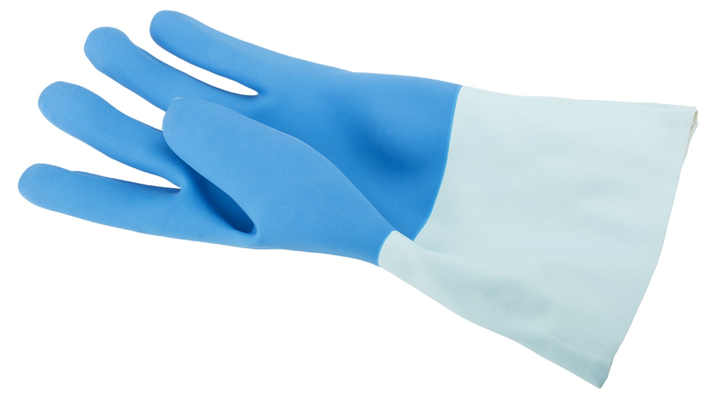 Polyco Healthline Taskmaster Blue Cotton Chemical Resistant Work Gloves, Size 10, Latex Coating