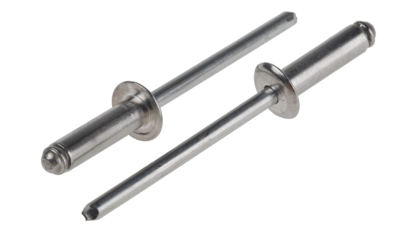 POP Φ4mm 铝抽芯铆钉, 14mm长, 可插入7.9mm材料