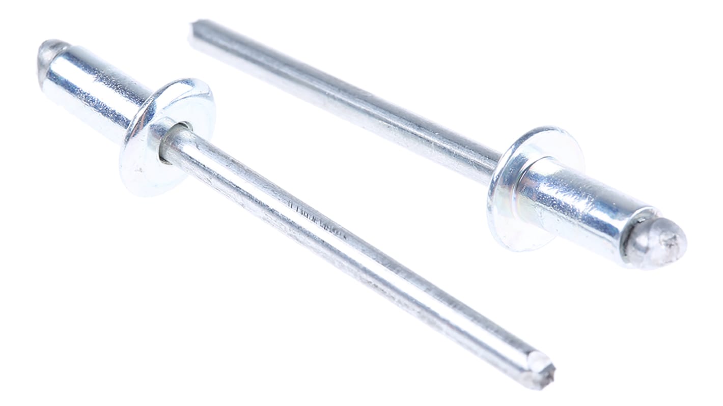 POP Φ4mm 钢抽芯铆钉, 8.5mm长, 可插入3.2mm材料