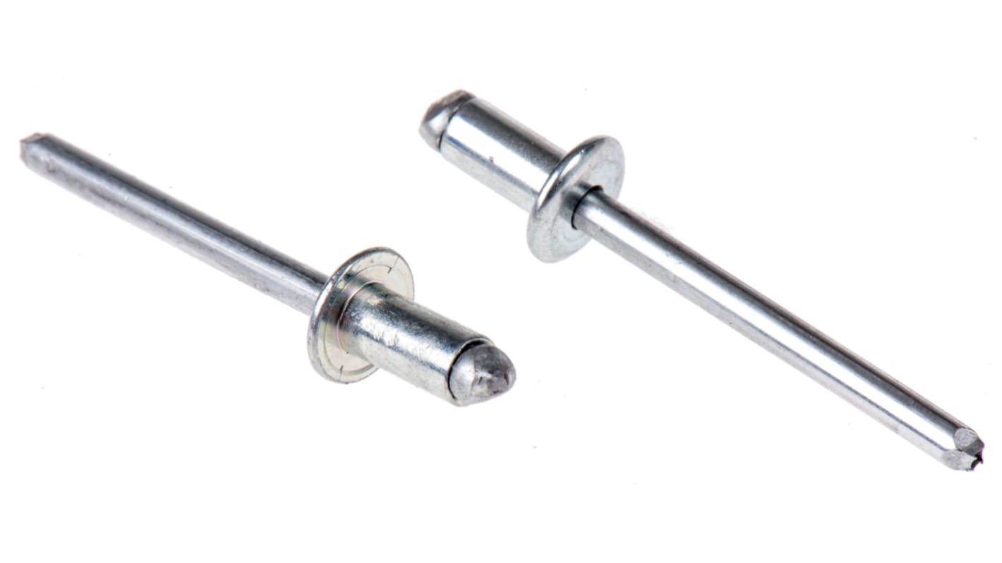 POP Φ4.8mm 钢抽芯铆钉, 9.3mm长, 可插入3.2mm材料