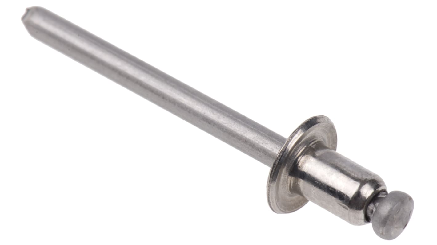 POP Φ4.8mm 不锈钢抽芯铆钉, 7.6mm长, 可插入1.6mm材料