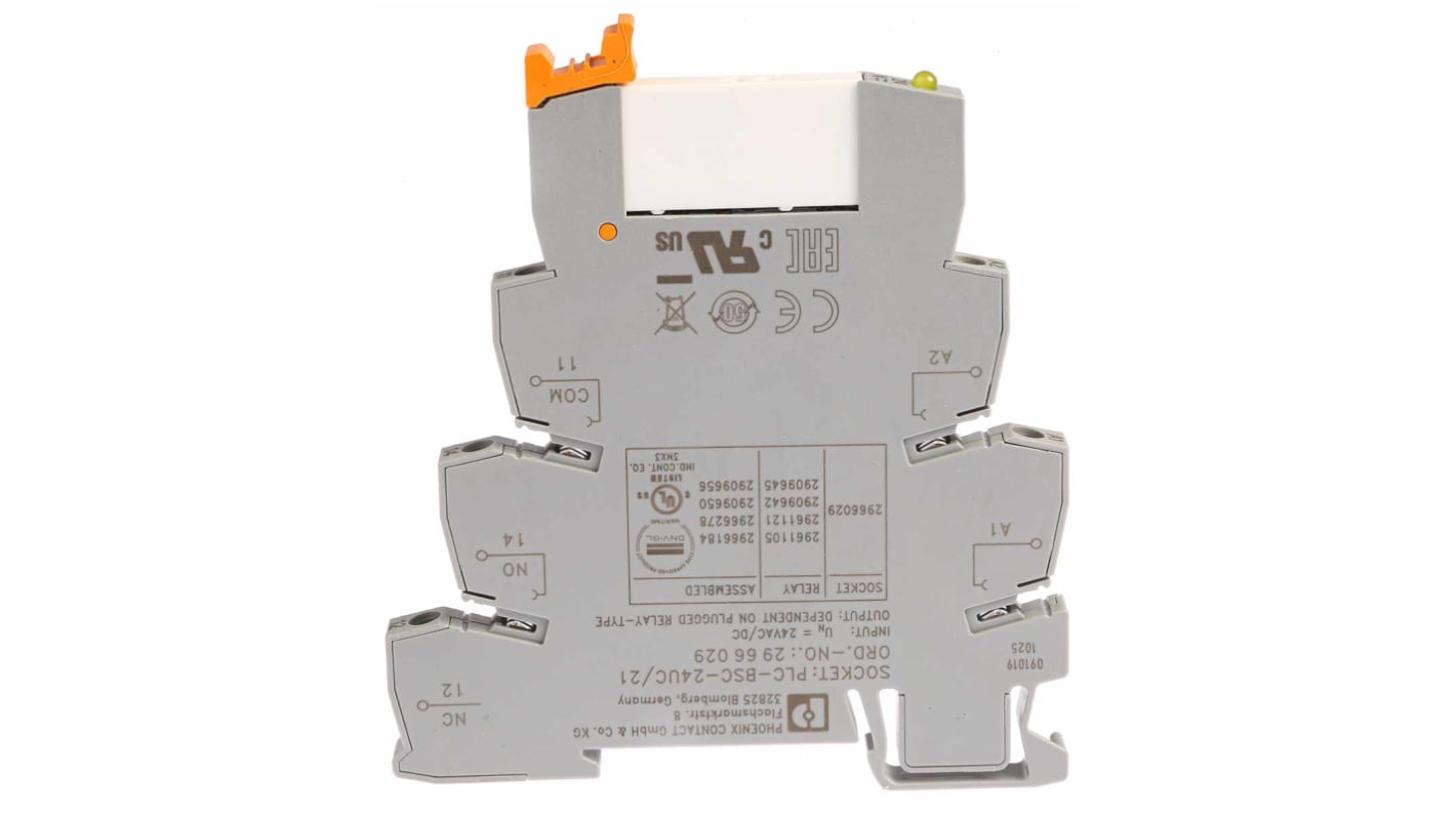 Relé modular Phoenix Contact PLC-RSC- 24UC/21, SPDT, 24V ac/dc, para carril DIN