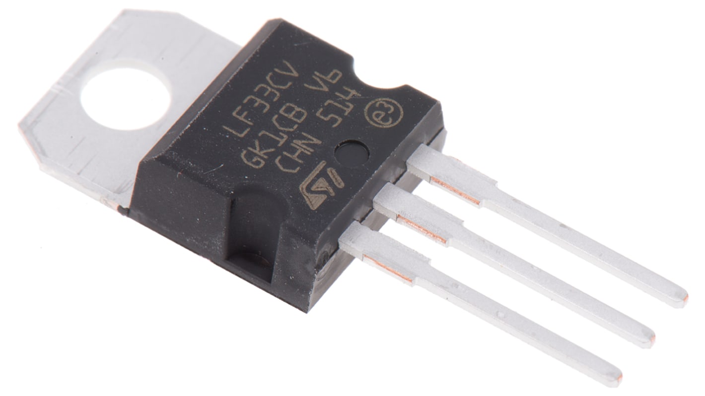 STMicroelectronics LDO稳压芯片, 3.3 V输出, 500mA最大输出, 单路输出, TO-220, 3针, 通孔安装, -40°C→+125 °C, ±2%精度