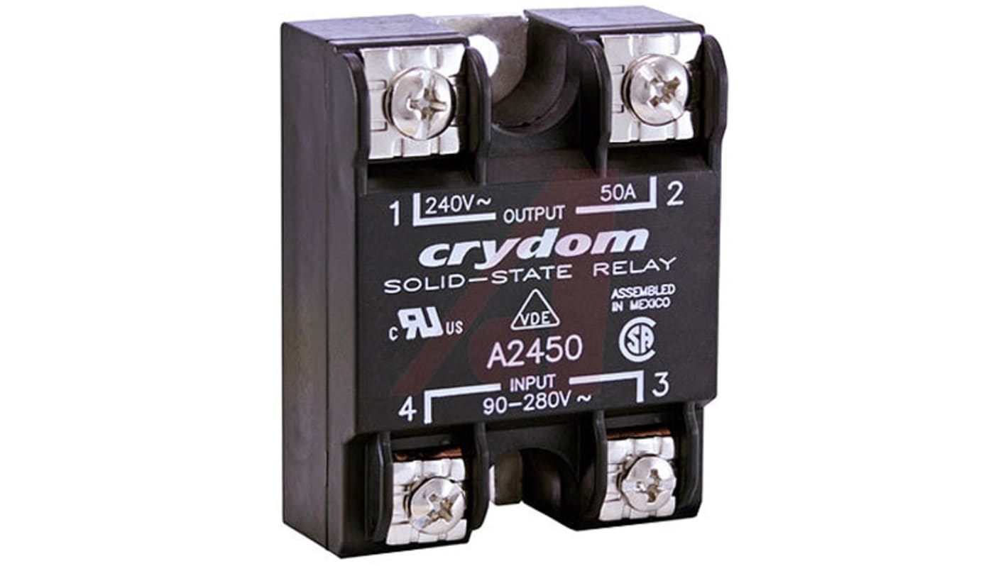 Relè a stato solido A2450PG, Montaggio a pannello, 50 A rms, 280 V rms, Zero-cross 1