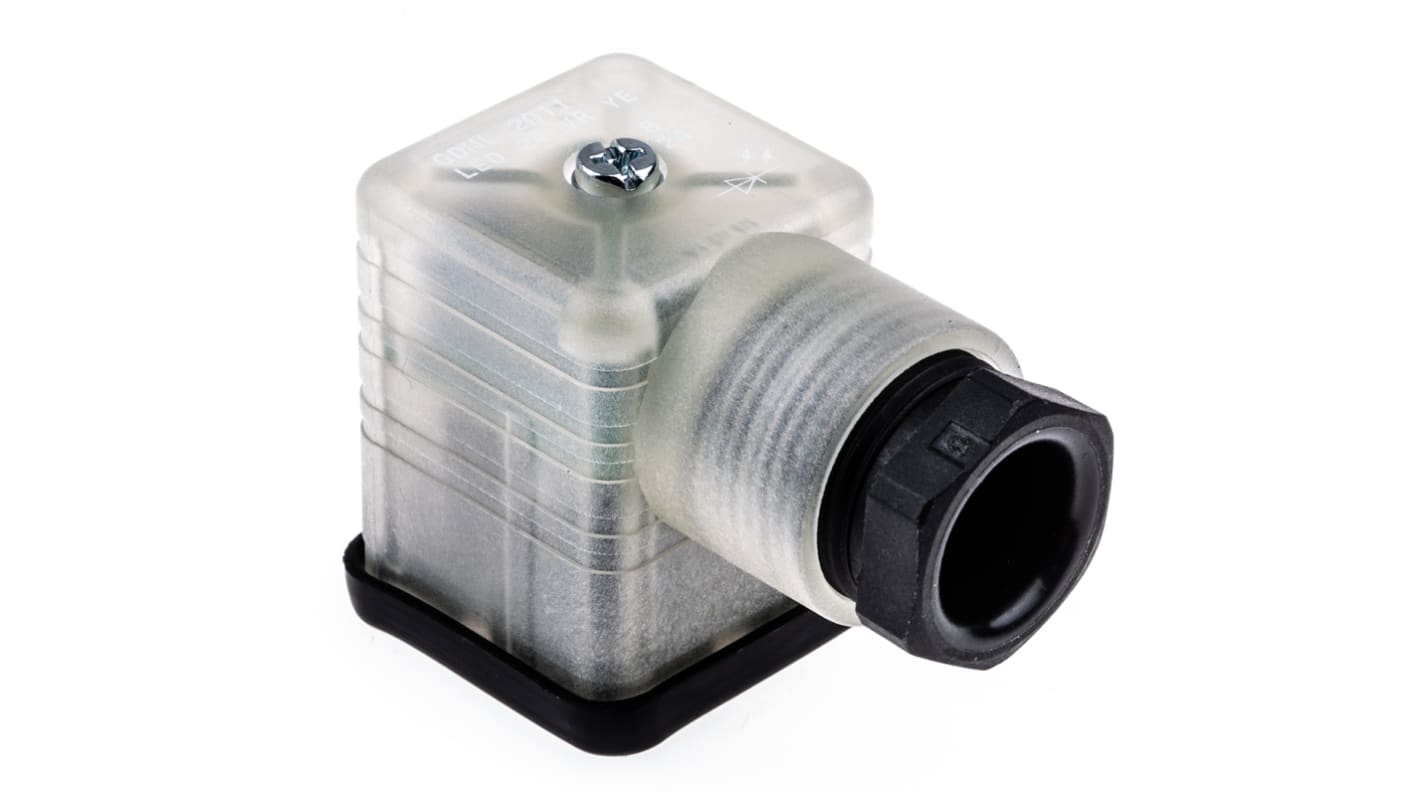 Conector de válvula DIN 43650 A Hirschmann GDML, hembra, 2P+E, 24 V ac/dc, 8A, con circuito de protección,