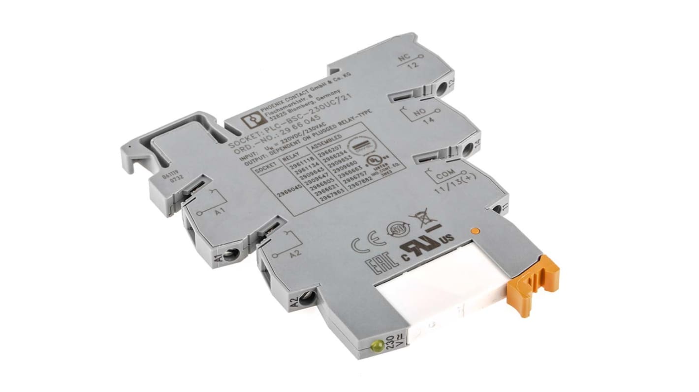 Phoenix Contact PLC-RSC-230UC/21 Series Interface Relay, DIN Rail Mount, 230V ac/dc Coil, SPDT, 1-Pole