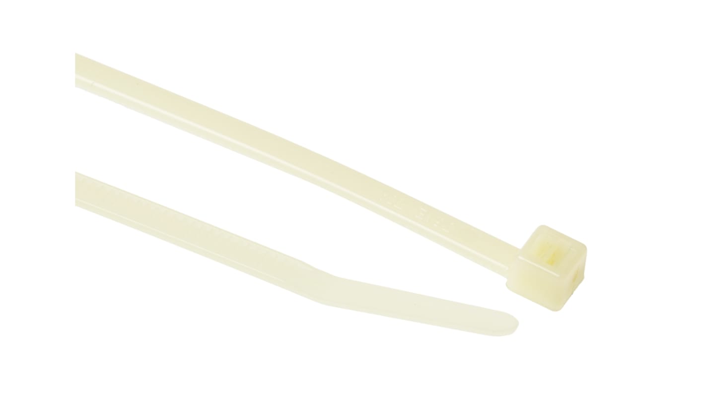 HellermannTyton Cable Tie, Inside Serrated, 150mm x 3.5 mm, Natural PA 4.6, Pk-100