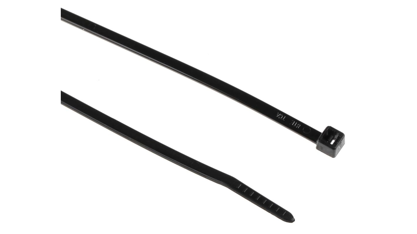Brida HellermannTyton T30LL de Poliamida 6,6 (PA66) Negro, 290mm x 3,5 mm, Dentro de Serrado
